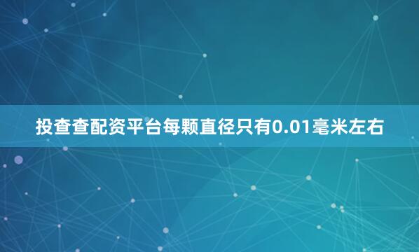 投查查配资平台每颗直径只有0.01毫米左右