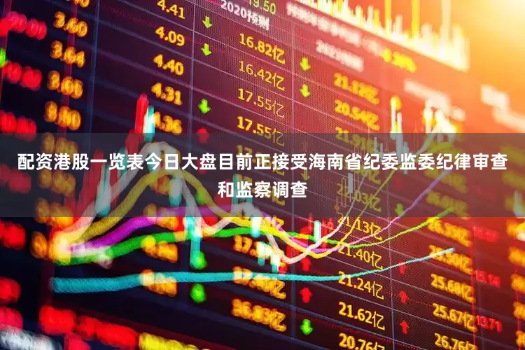 配资港股一览表今日大盘目前正接受海南省纪委监委纪律审查和监察调查