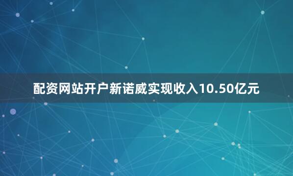 配资网站开户新诺威实现收入10.50亿元